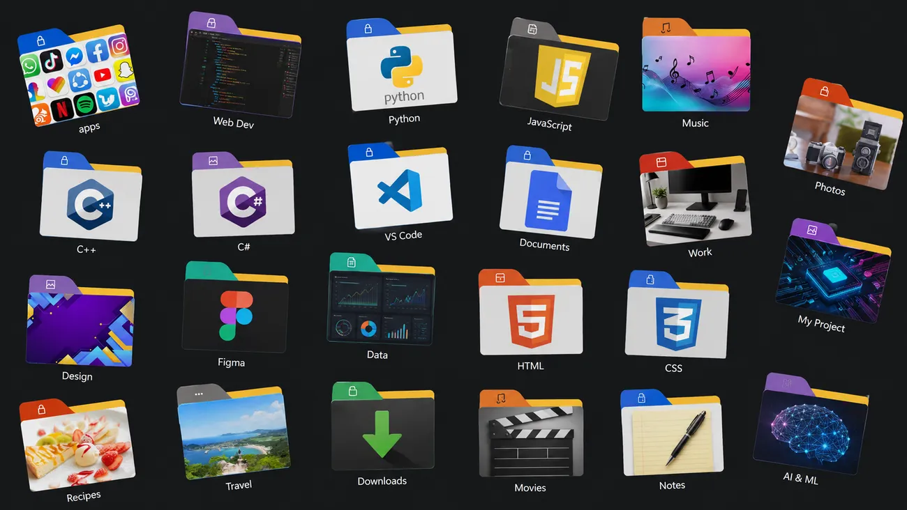 Folders using photos and images as icons